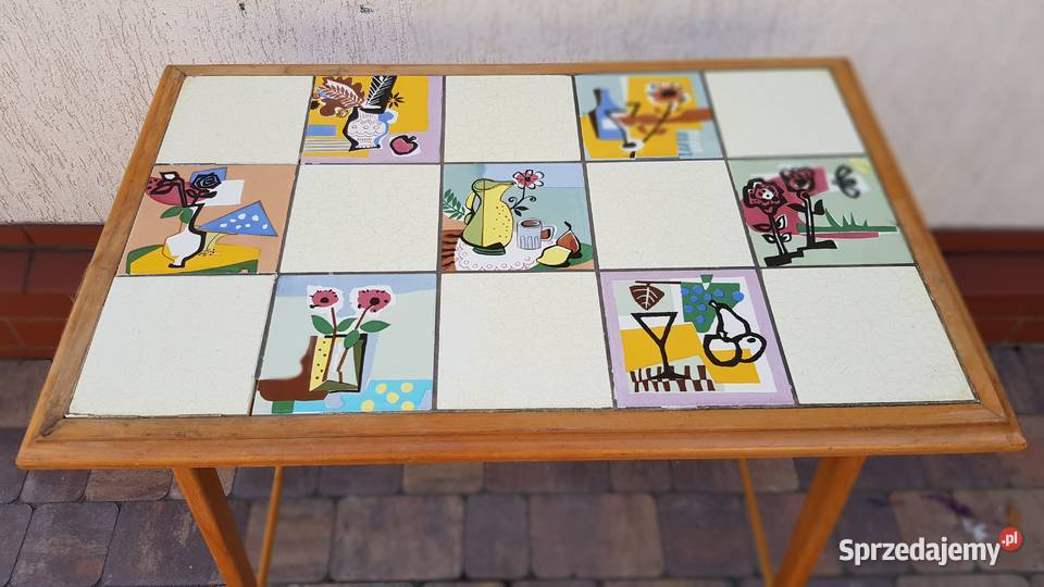 Stolik polski Look lata 60 te malowany PRL Orneta