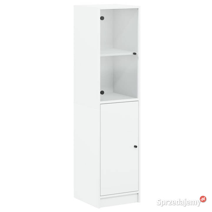 Szafka ze szklanymi drzwiami biała 35x37x142