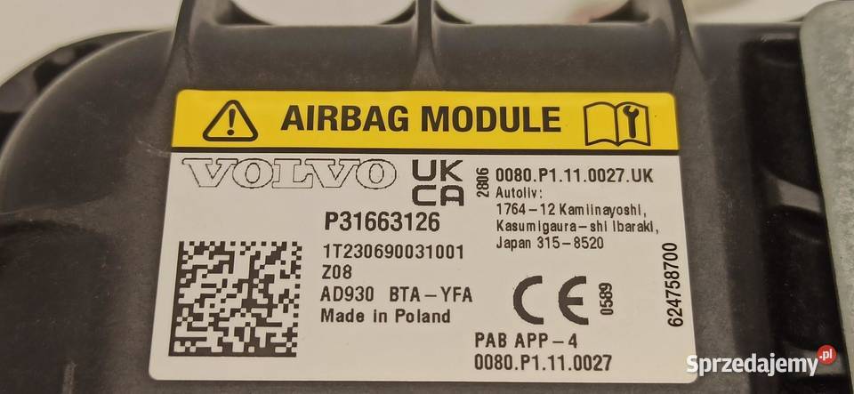 VOLVO XC40 PODUSZKA AIRBAG PASAŻERA 31663126 dolnośląskie