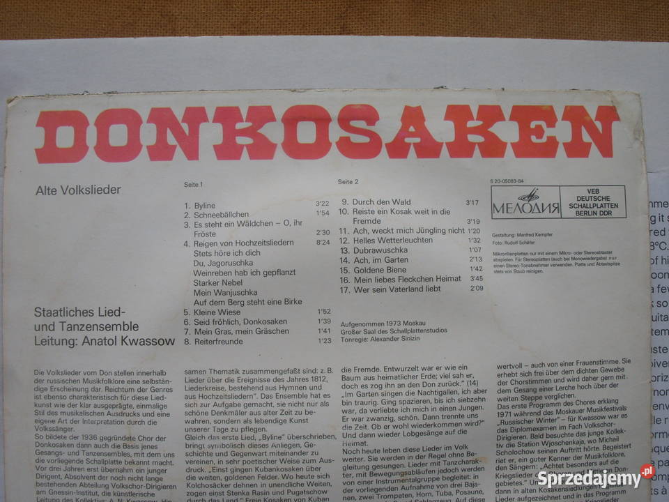 Winyl LP DON KOSAKEN 1976 eok Płyty i kasety dolnośląskie Wołów