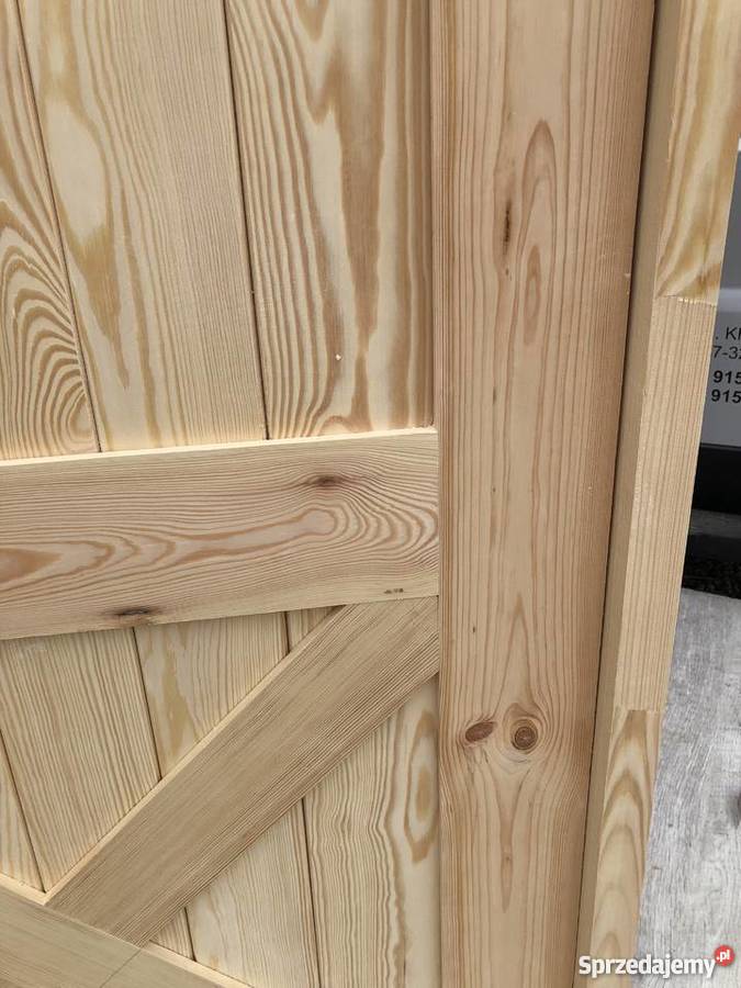 Drzwi drewniane wahadłowe 100x208 ręki Drewno Grzybno sprzedam