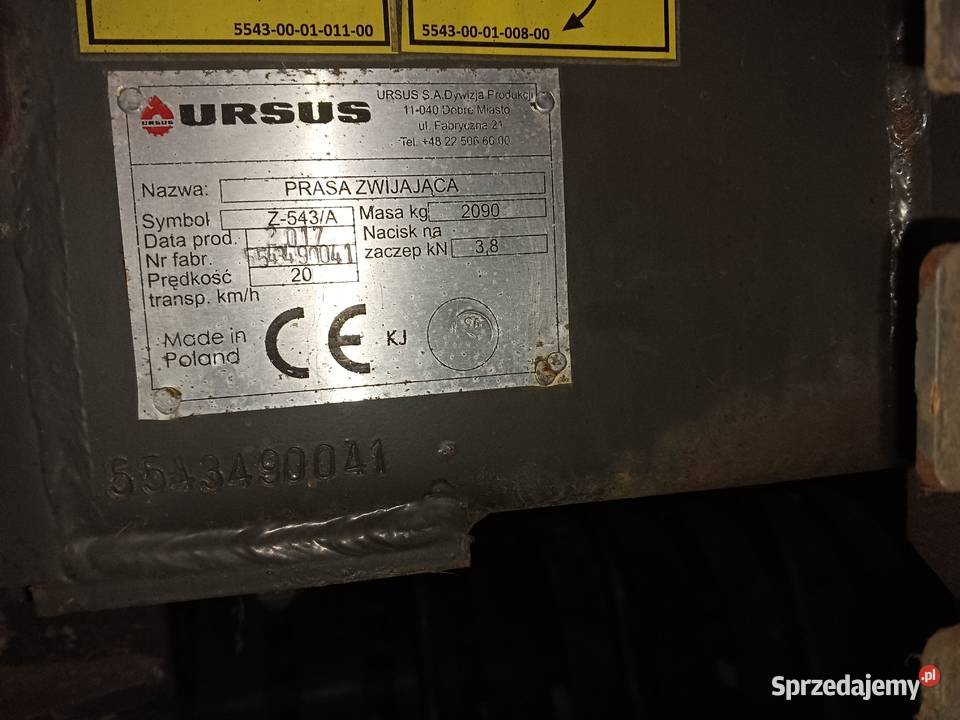 Prasa Ursus Z543A Rolujące (belujące) Wilkowyja