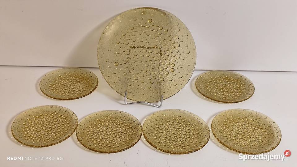 Talerze ASTEROID DROST Szkło Ząbkowice komplet Talerze i talerzyki dolnośląskie Wiązów sprzedam