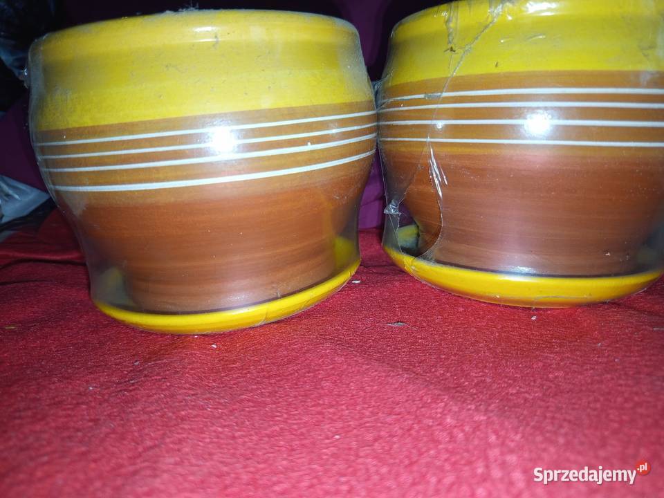 Doniczki ceramiczne szkliwione z podstawką 2 Warszawa