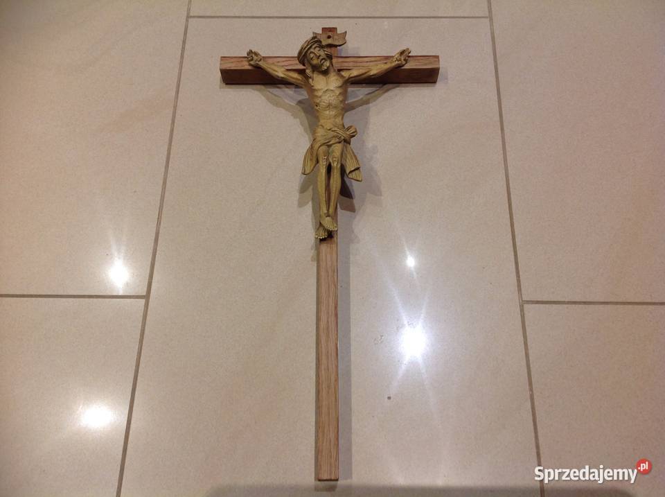 Krzyż Drewniany Jezus na Krzyżu do Zawieszenia Nowa Sól