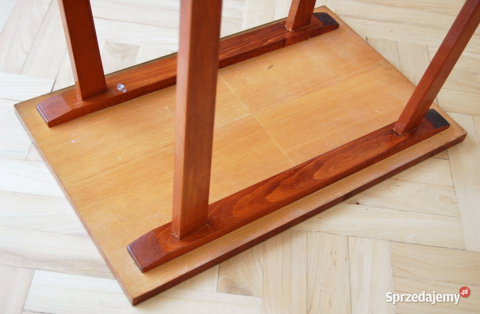 Stolik pod radio i TV PRL modernizm mahoń Lublin