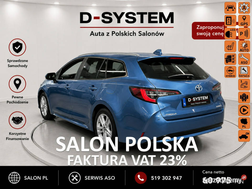 Toyota Corolla 21 Salon Polska 18 HYBRID 1wł z elektrochrom. lusterko wst. Białystok sprzedam
