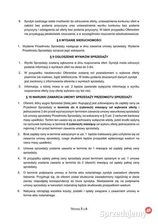 Syndyk sprzeda lokal niemieszkalny w Siedlcach sprzedam