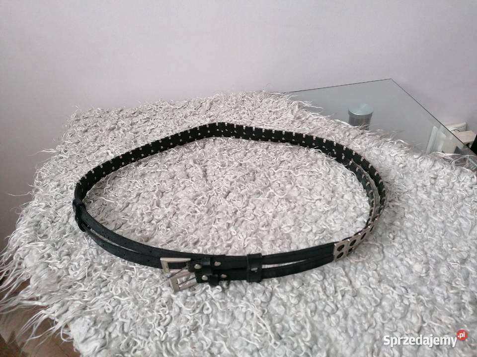NOWY CZARNY PODWÓJNY PASEK Z ĆWIEKAMI Łódź