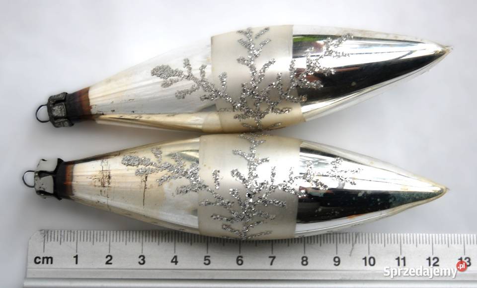 Stare bombki szklane srebrne sople 2 13 PRL Lublin sprzedam