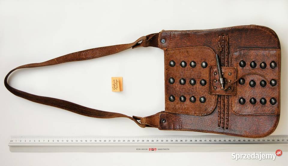 Torba skórzana na ramię rycerska vintage lata 70 lubelskie Lublin sprzedam
