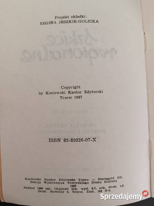 Szkice regionalne Arkusz poetycki 1987 Tczew Bydgoszcz