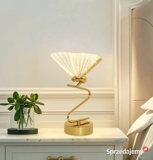 Lampa stołowa kryształowa MOTYL złota lampa Warszawa