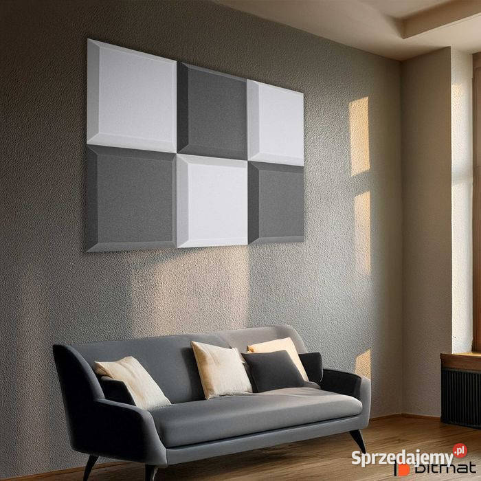 Panele akustyczne na ścianę szare trapezy Bitmat Łąki