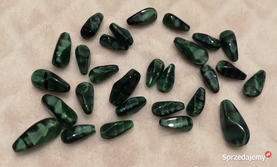 Koraliki kamyki łezki 1420mm zielony 28 30g Czeladź sprzedam