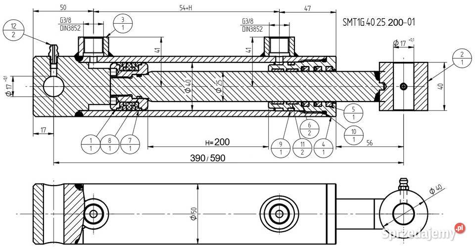 Cienki Siłownik Hydrauliczny SMT1G 40x25 SKOK Pozostałe kujawsko-pomorskie Solec Kujawski