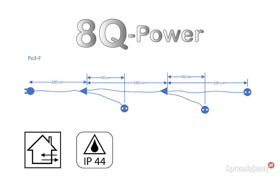 PRZEDŁUŻACZ GUMOWY CZARNY IP44 Święta Katarzyna