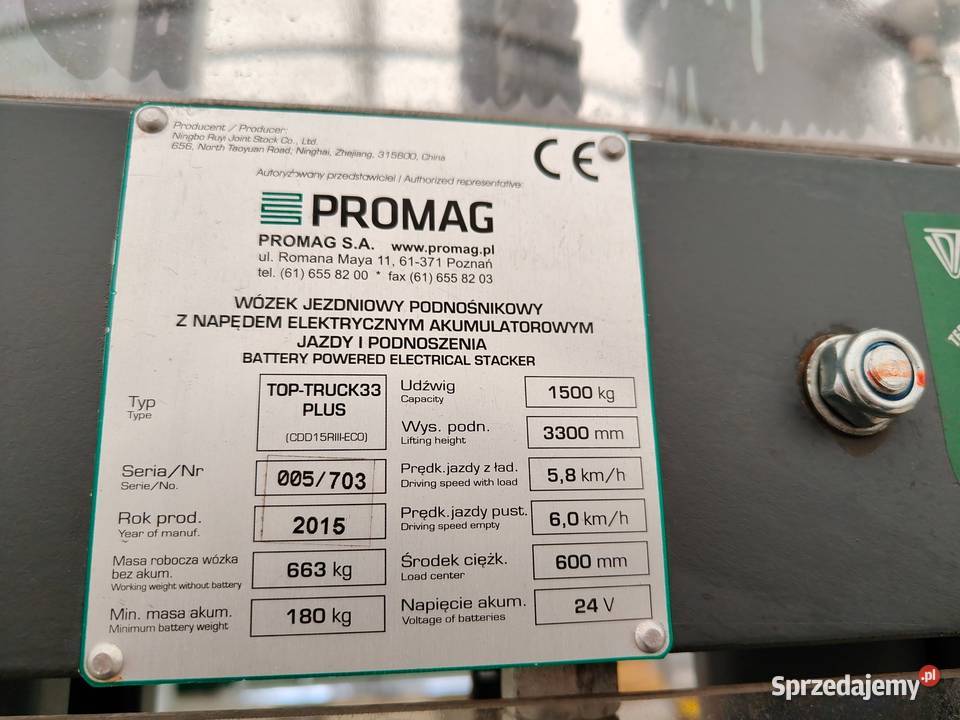 Wózek Promag top truck 33 plus wielkopolskie Jarocin sprzedam