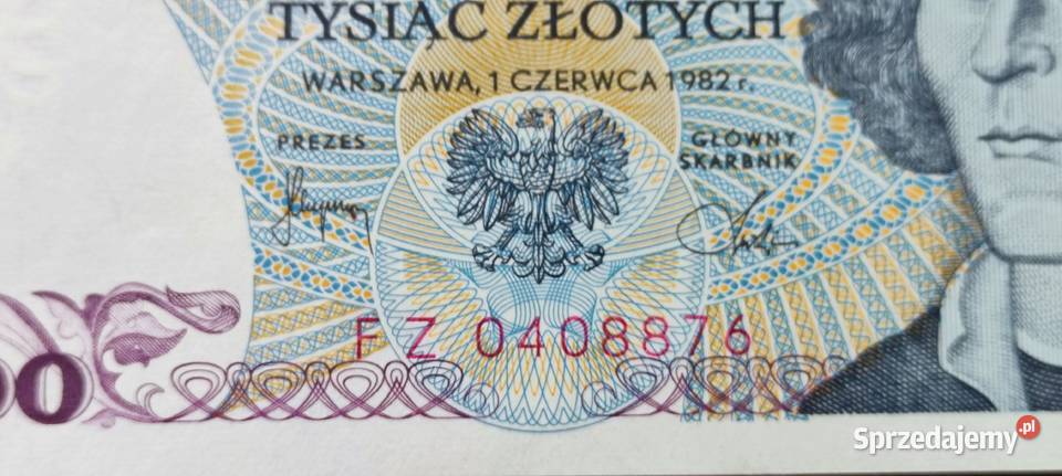 Banknot z PRLu 1000 1982 stan UNC 2 Pruszków sprzedam