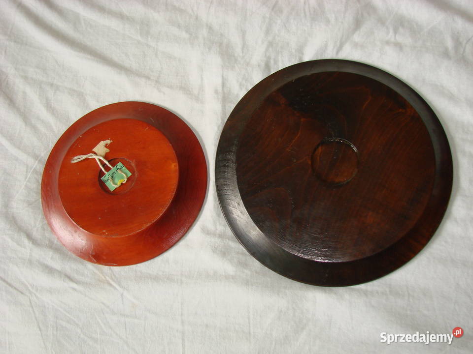 drewniany talerz dekoracyjny PRL Pruszcz Gdański