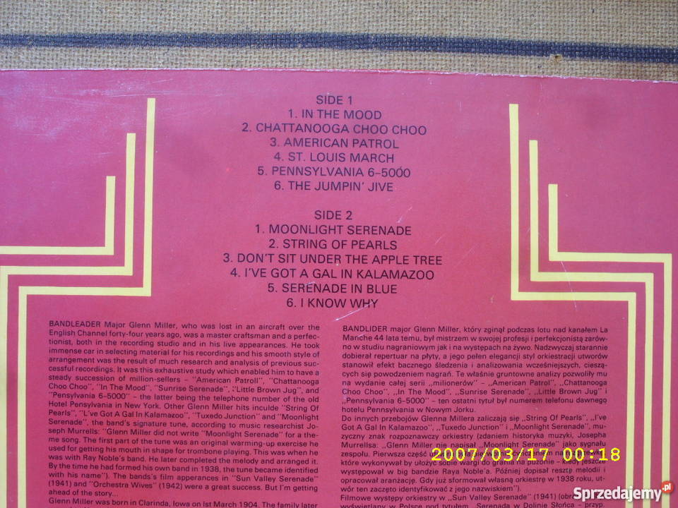 Jazz LP BLENN MILLER AND HIS ORCHESTRATonpress Wołów