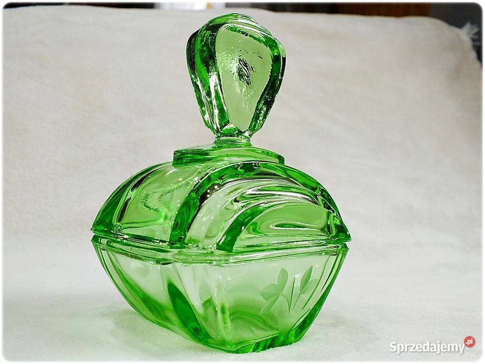 Karafka Perfumetka Szkło Uranowe z lat 30tych Żary
