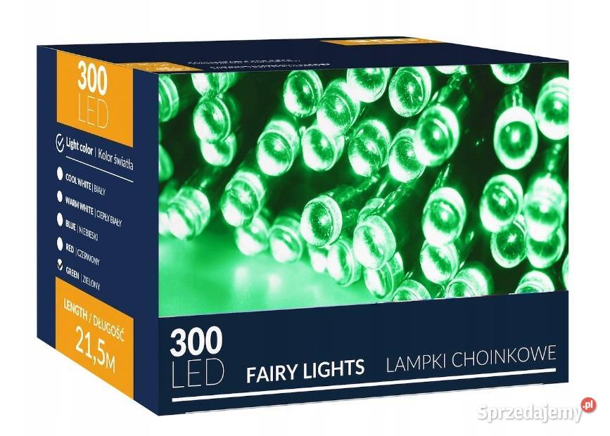 LAMPKI 300LED NA CHOINKĘ ZEWWEW ZIELONE 215M