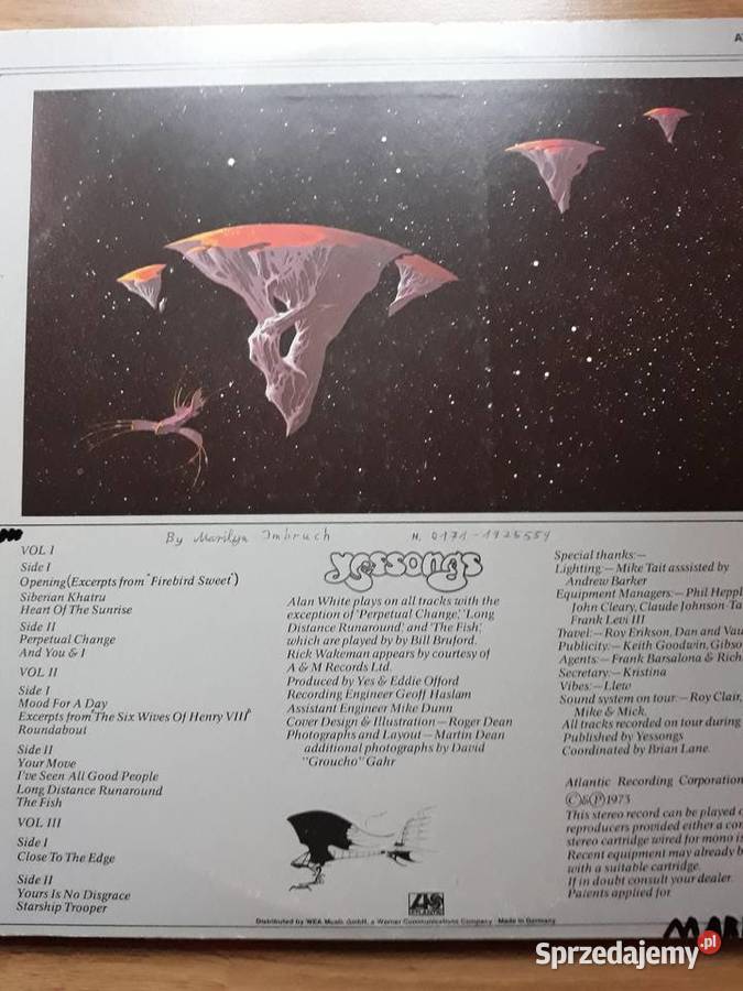 YES Yessong LIVE 3 LP 1973 Rzeszów sprzedam