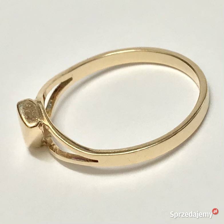 Złoty PIERŚCIONEK 14K damski SYGNET płaski TOP złote