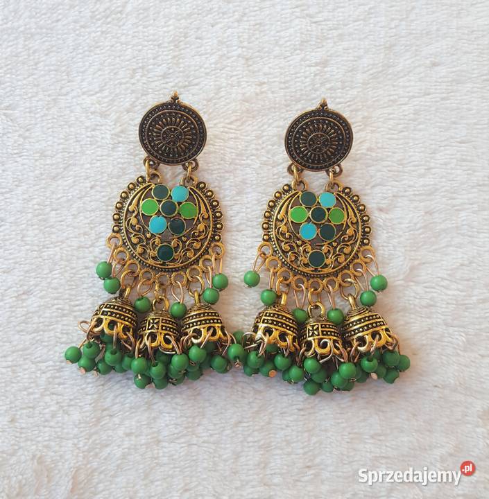 Nowe kolczyki indyjskie jhumki złoty kolor Szczecin sprzedam