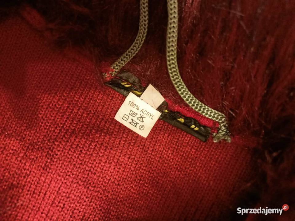 Ponczo wełniane z futerkiem