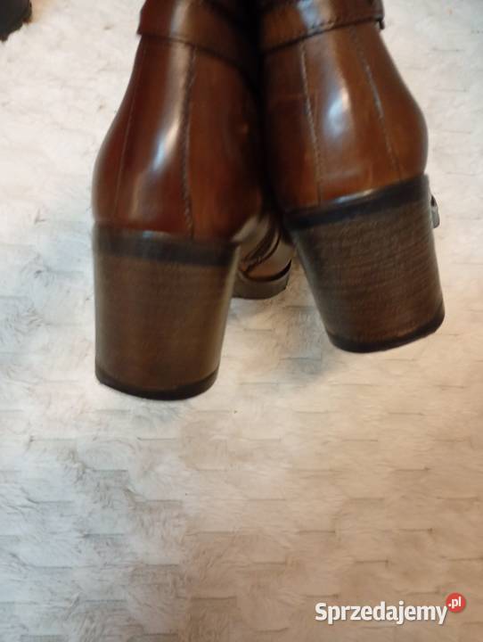 40 Real Leather wygodne brązowe botki biznesowe