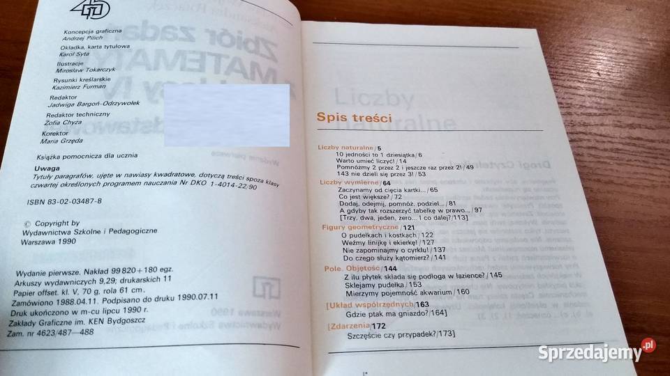 Zbiór zadań z matematyki klasy IV 4 podstawowej matematyka pomorskie Gdańsk sprzedam