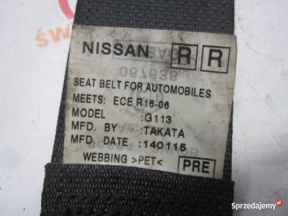 NISSAN NOTE II E12 15r pas bezpieczeństwa prawy Kielce