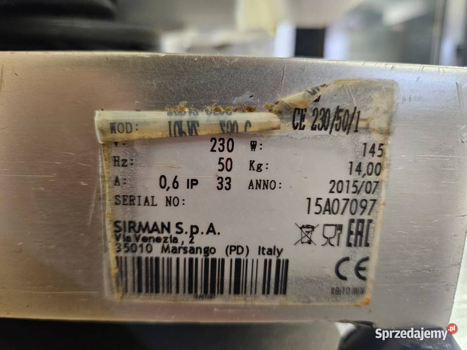 Krajalnica sklepowa Topaz 250C Sirman 14250722 Pszczyna