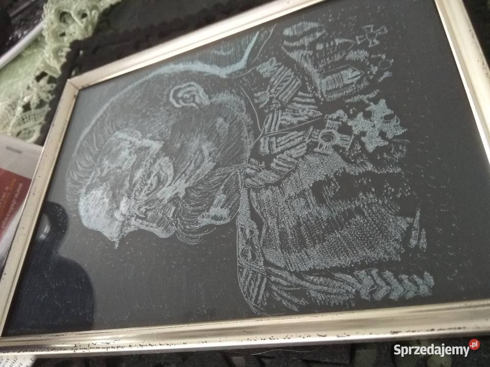 obraz szklany grawer ręczny Piłsudski metalowa Ruda Śląska