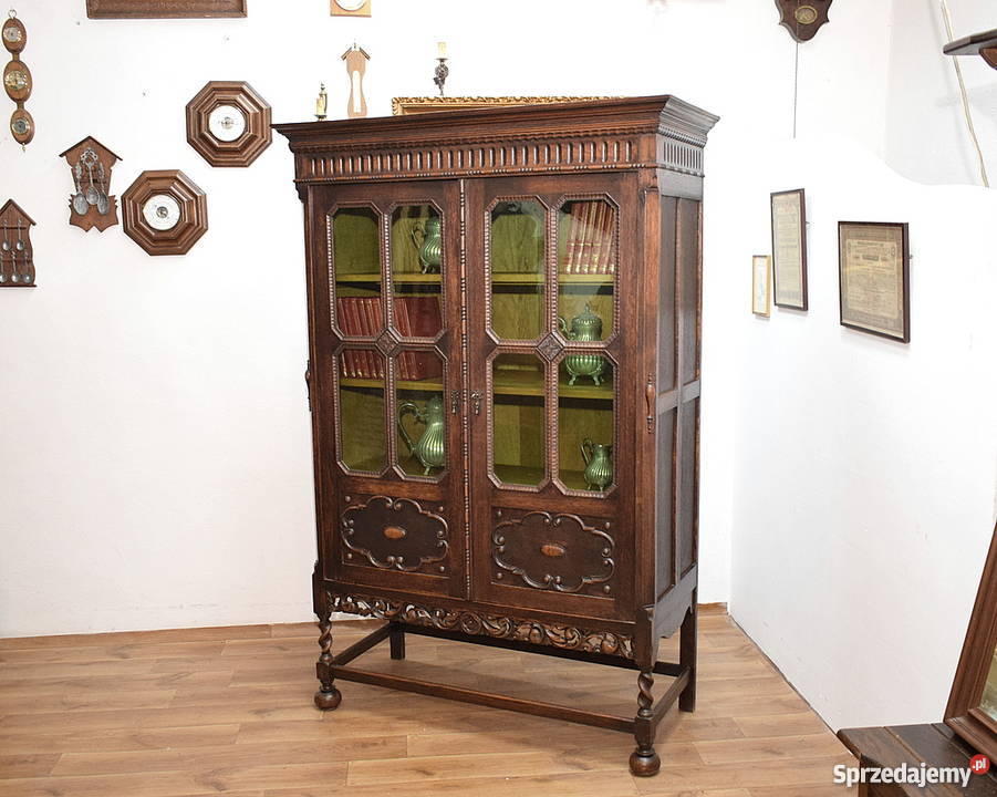 STARA DĘBOWA BIBLIOTEKA REGAŁ PÓŁKA BIBLIOTECZKA Świdnica