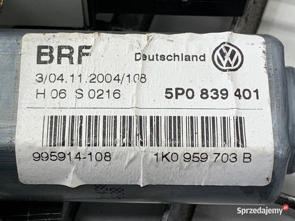 PODNOŚNIK SZYBY LEWY TYŁ SEAT ALTEA 5P0839401