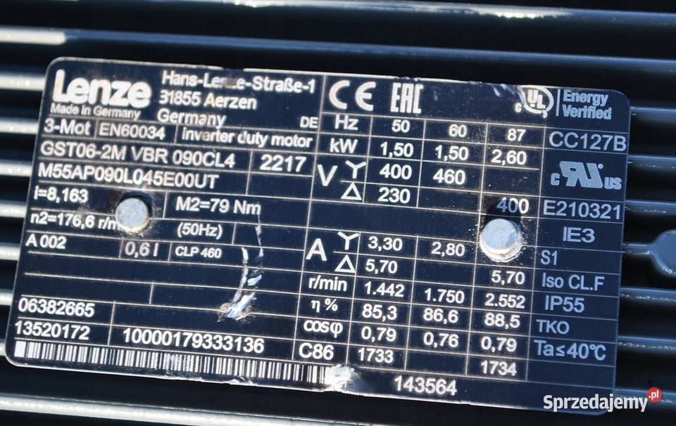 Motoreduktor 15kw 176obrmin LENZE