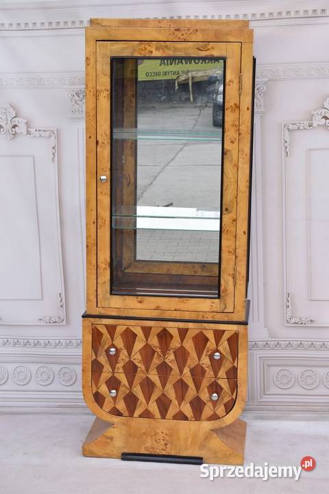 Duża Witryna Art Deco Gięte Drewno 2 Szuflady małopolskie Kraków