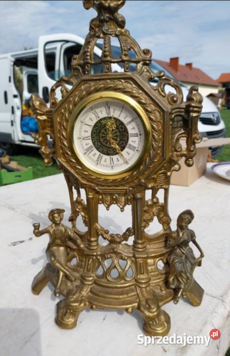 Zegar mechaniczny mosiężny chodzik kominkowy Wrocław