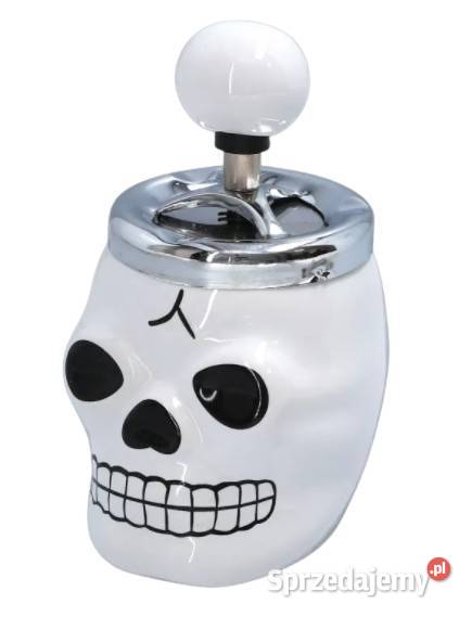 Biała Elegancka Popielniczka Czaszka z Obrotowym śląskie Ostrowy nad Okszą