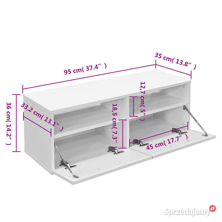 Szafka pod TV materiał drewnopochodny 95x35x36