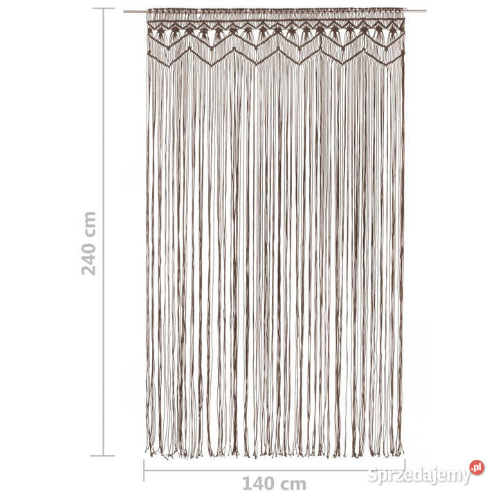 Zasłona z makramy kolor taupe 140 x 240 bawełna