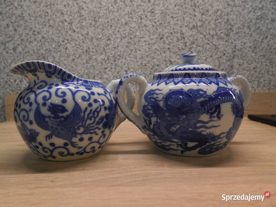 Porcelanowa cukiernicamlecznik ChinyJaponia wielkopolskie Raszków