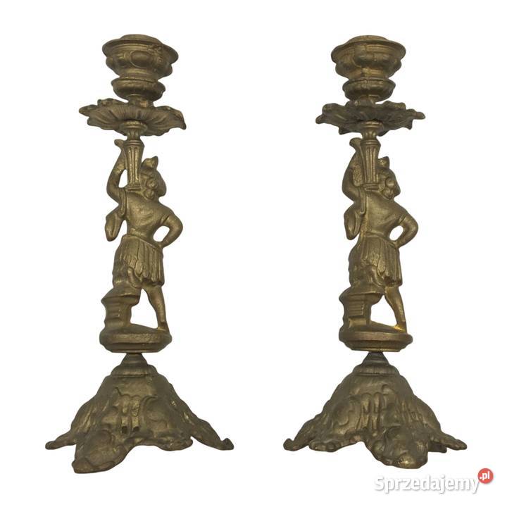 Stare mosiężne świeczniki komplet Kraków sprzedam