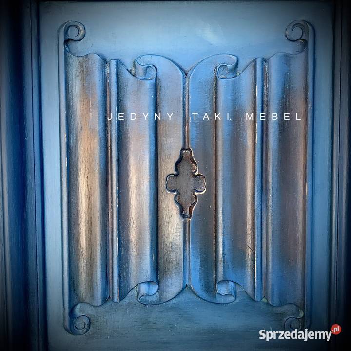 Kredenswitryna vintage niebieski shabby chic 127cm Akcesoria meblowe Jarosław