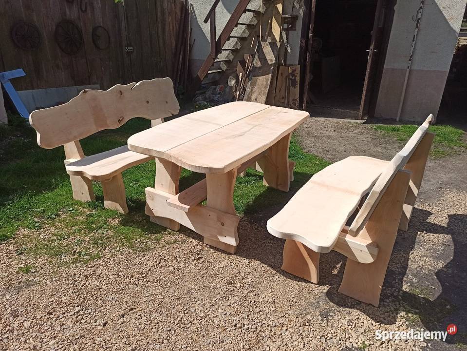 Meble ogrodowe biesiadne z bali Zestawy mebli ogrodowych śląskie Woźniki