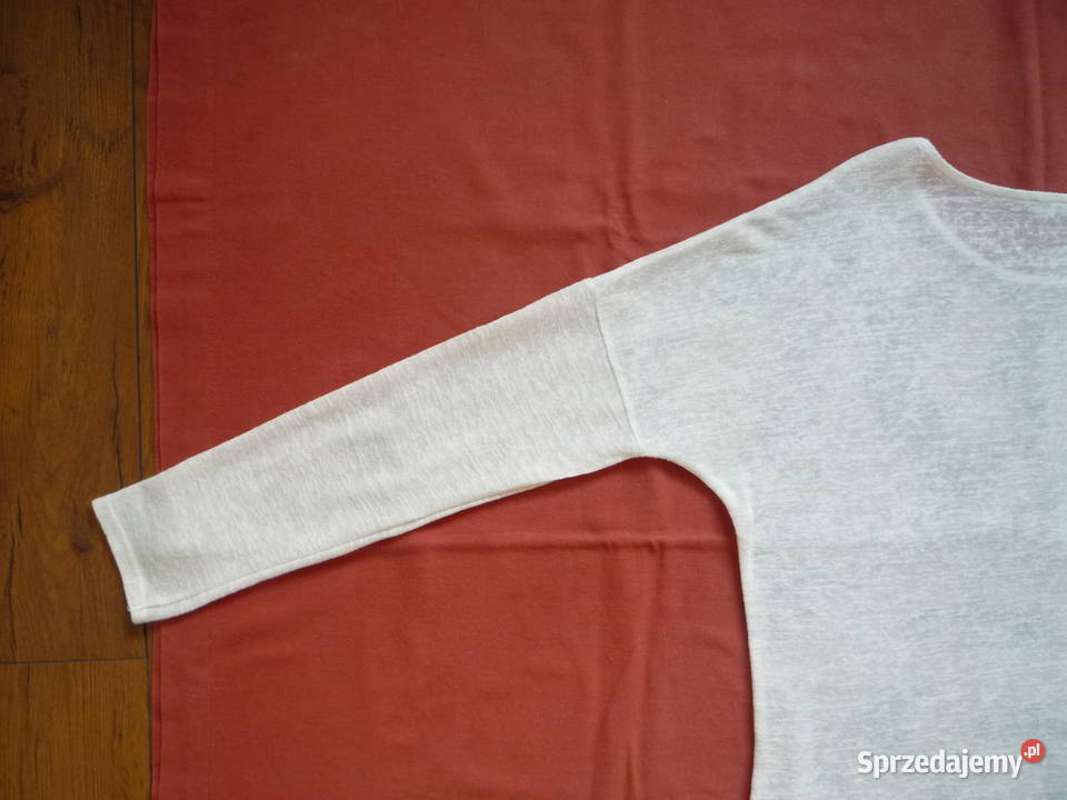 Orsay 40L 42XL Bluzka biała szare piórka