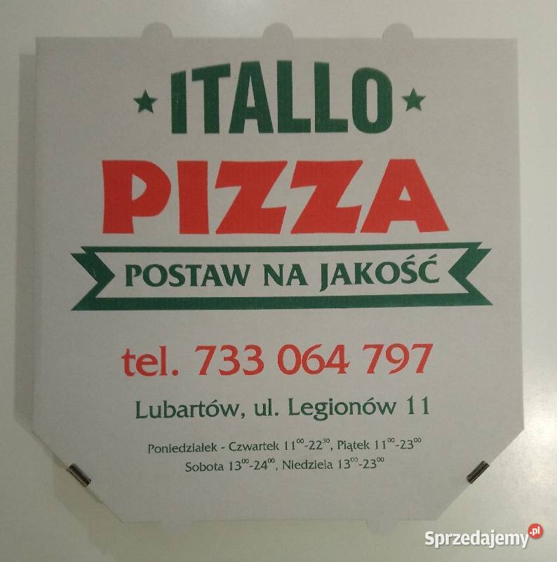 Pudełka kartony na duża pizzę z nadrukiem 2x Lublin sprzedam